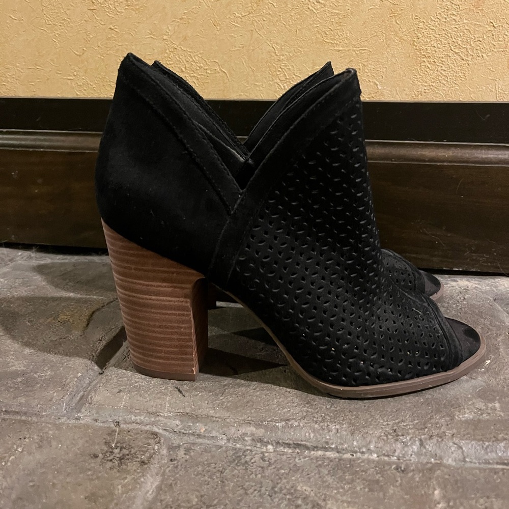 Lucky Brand Black Perforated Ankle Booties